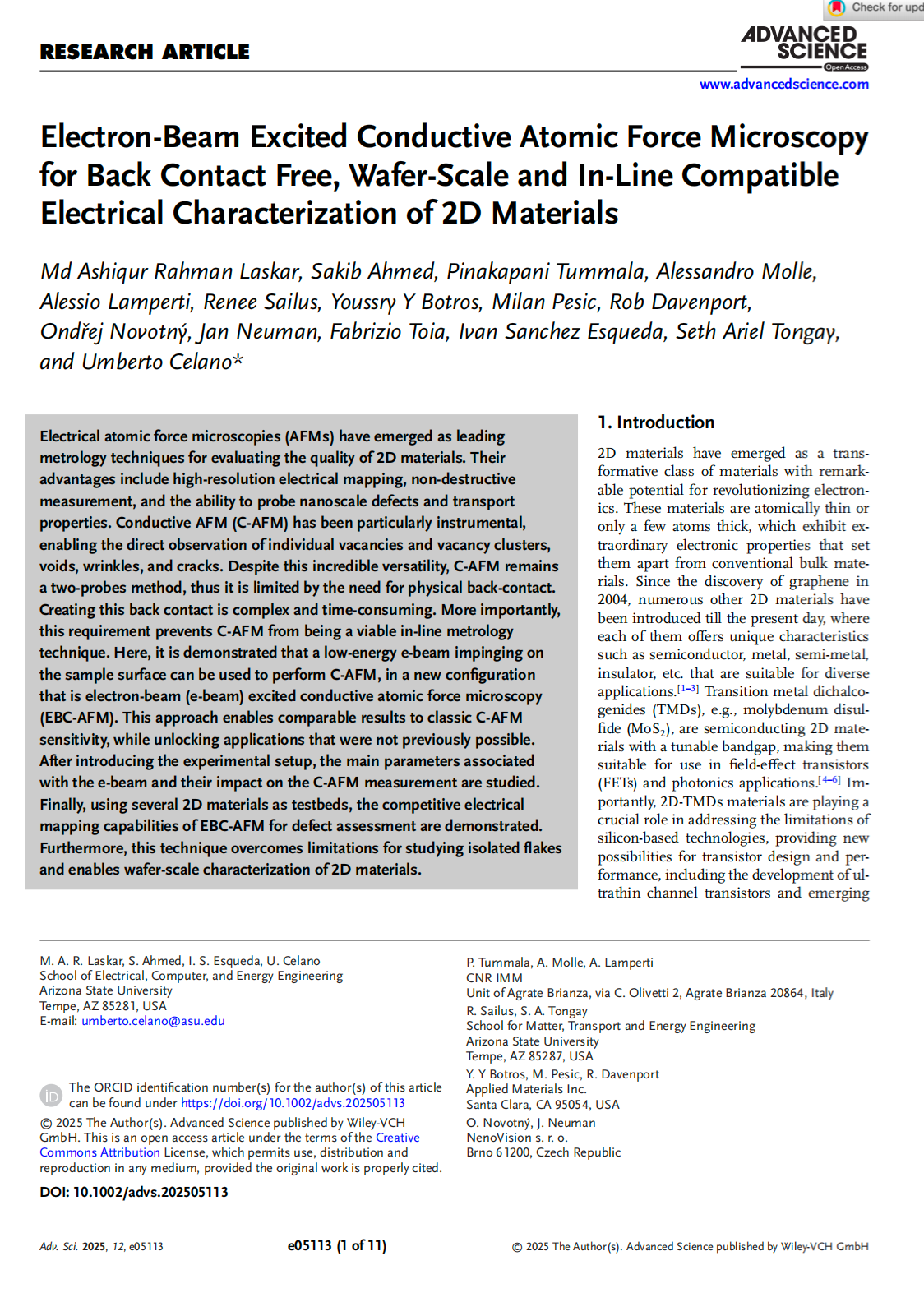 【LiteScope】 Advanced Science期刊： 电子束激发导电 AFM 突破性研究